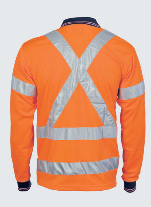 3714 HiVis D/N Cool Breathe Polo Shirt with Cross Back R/Tape - Long Sleeve