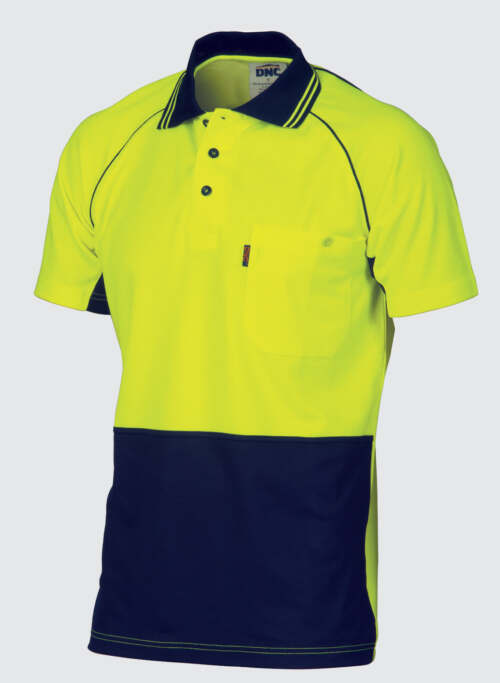 3719 HiVis Cotton Backed Cool-Breeze Contrast Polo - Short Sleeve