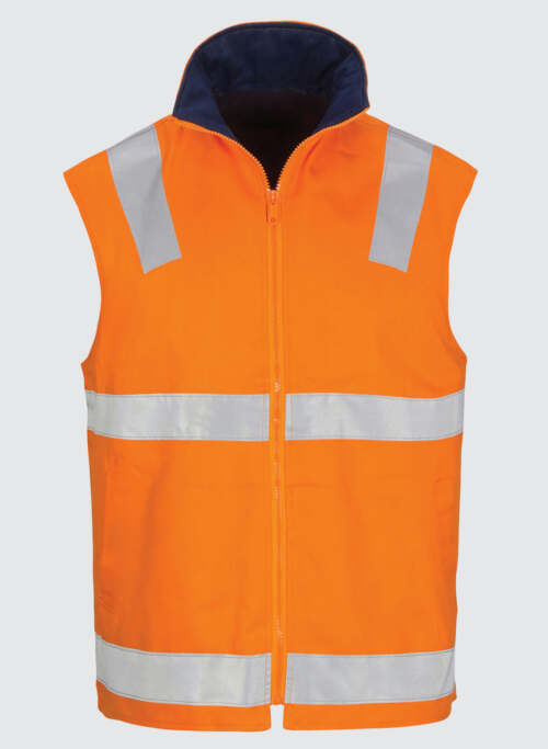 3765 HiVis Cotton Drill Reversible Vest with Generic R/Tape