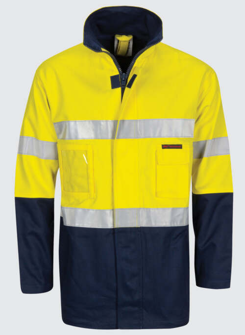 3767 HiVis Cotton Drill "2 in 1" Jacket with Generic Reflective R/Tape
