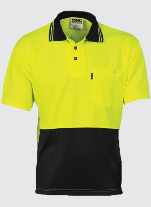 3811 HiVis Two Tone Cool Breathe Polo Shirt, Short Sleeve