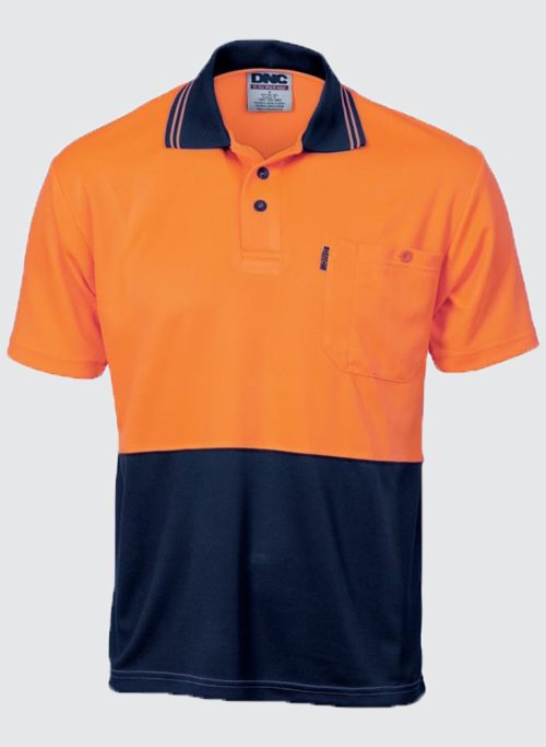 3811 HiVis Two Tone Cool Breathe Polo Shirt, Short Sleeve