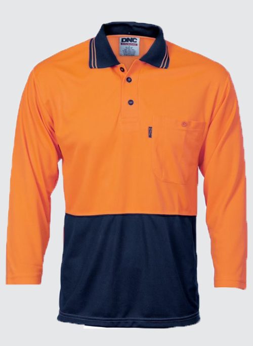 3812 HiVis Two Tone Cool Breathe Polo Shirt 3/4 Sleeve