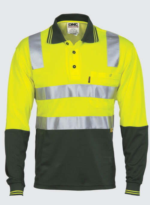 3818 Cotton Back HiVis Two Tone Polo Shirt with 3M R/ Tape - Short sleeve