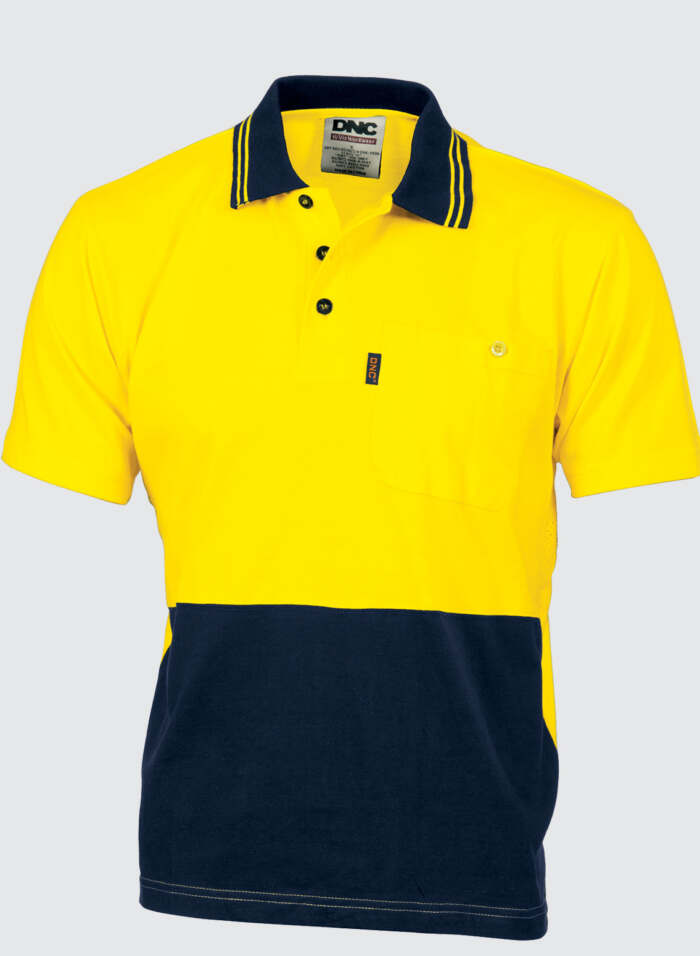 3845 HiVis Cool-Breeze Cotton Jersey Polo Shirt with Under Arm Cotton Mesh - S/S