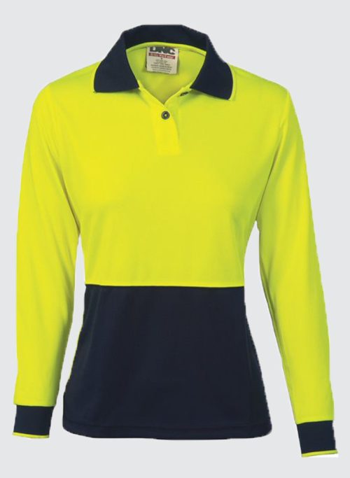 3898 Ladies HiVis Two Tone Polo Shirt - Long Sleeve