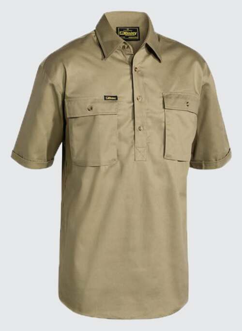 BSC1433 CLOSED FRONT COTTON DRILL SHIRT - SHORT SLEEVE