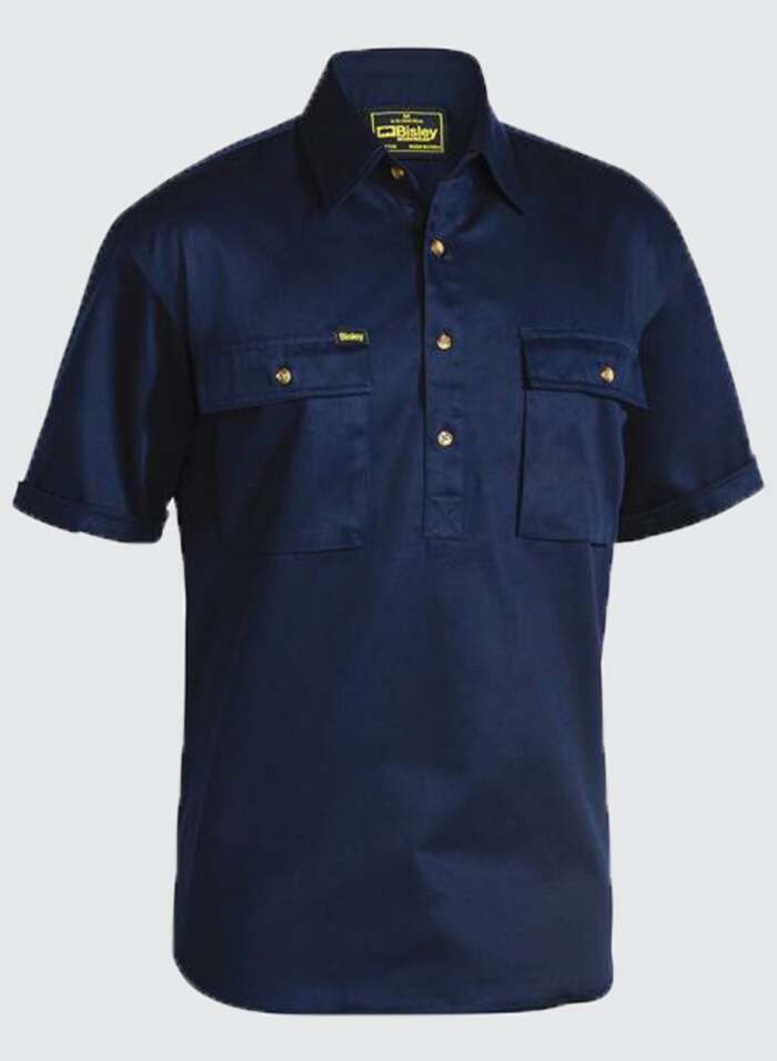 BSC1433 CLOSED FRONT COTTON DRILL SHIRT - SHORT SLEEVE