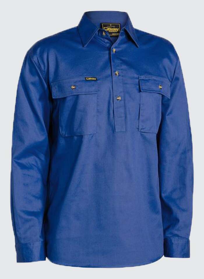 BSC6433 CLOSED FRONT COTTON DRILL SHIRT - LONG SLEEVE
