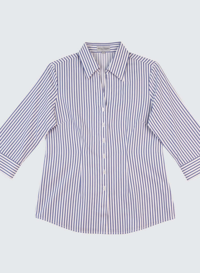 M8310Q Women's Executive Sateen Stripe 3/4 Sleeve Shirt