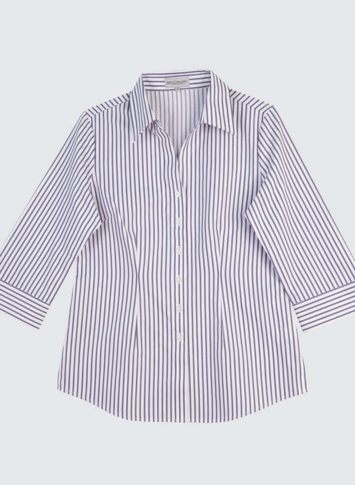 M8310Q Women's Executive Sateen Stripe 3/4 Sleeve Shirt