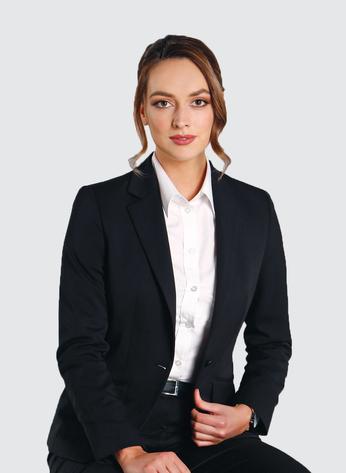 M9201 Ladies’ Wool Blend Stretch One Button Cropped Jacket