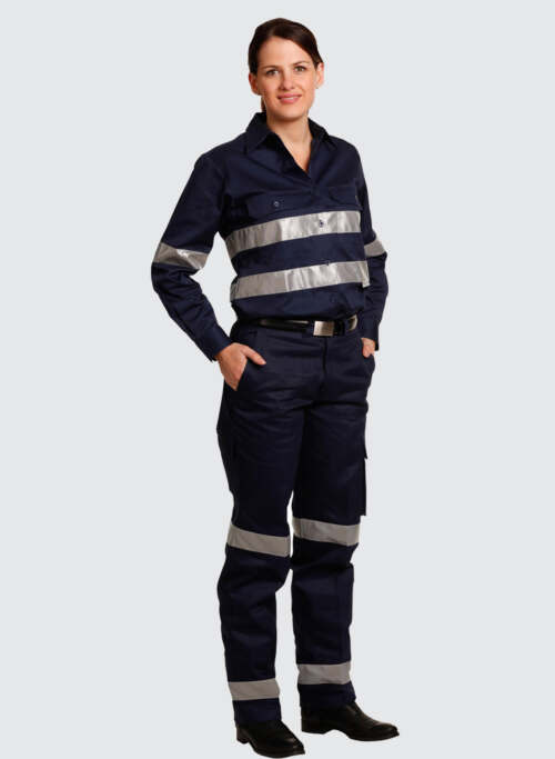 WP15HV LADIES' HEAVY COTTON DRILL CARGO PANTS WITH 3M TAPES