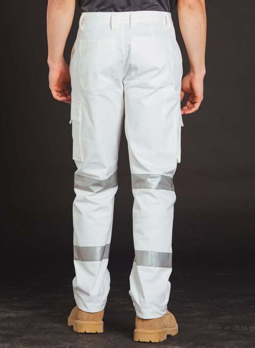 WP18HV Mens White Safety pants with Biomotion Tape Configuration