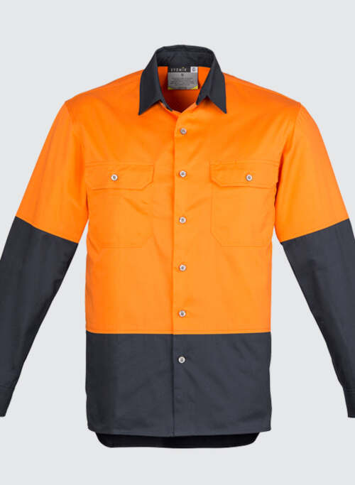ZW122 Mens Hi Vis Spliced Industrial Shirt