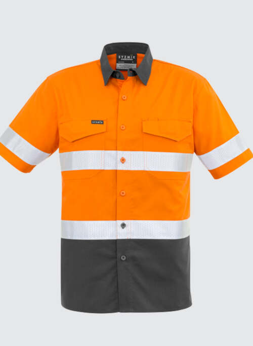 ZW835 Mens Rugged Cooling Taped Hi Vis Spliced S/S Shirt