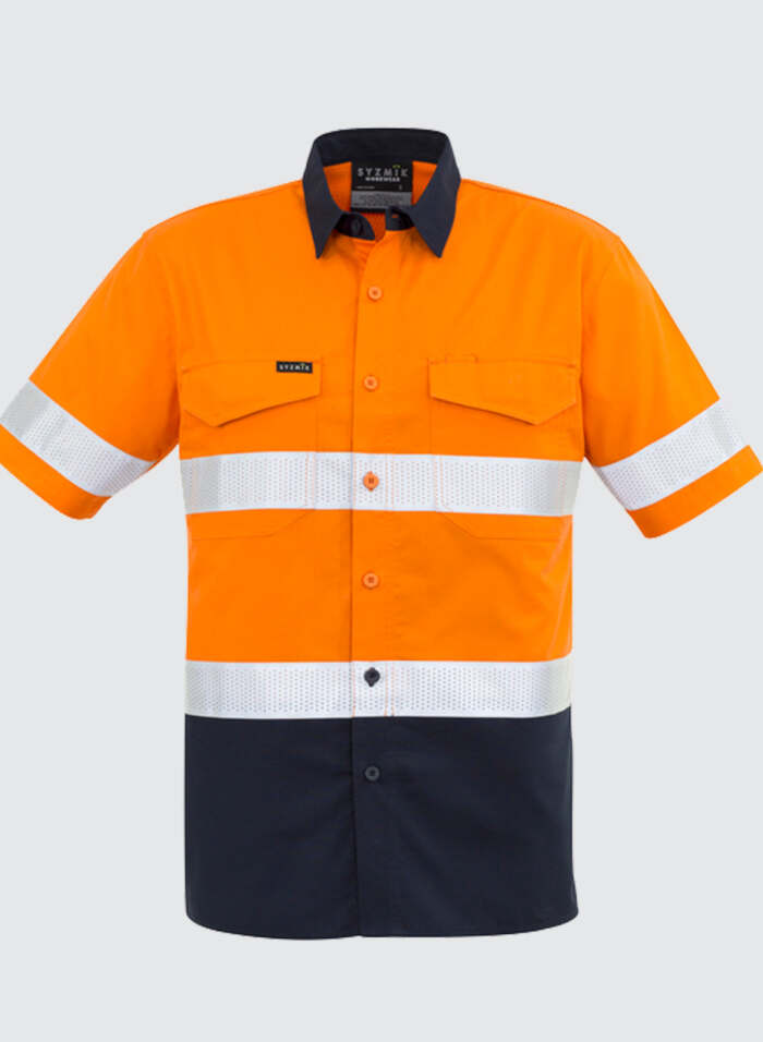 ZW835 Mens Rugged Cooling Taped Hi Vis Spliced S/S Shirt