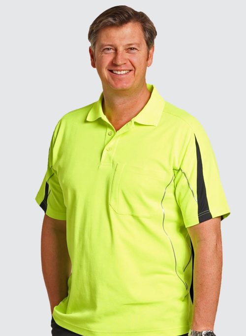 SW25A Men's TrueDry Hi-Vis Legend Short Sleeve Polo with Reflective Piping