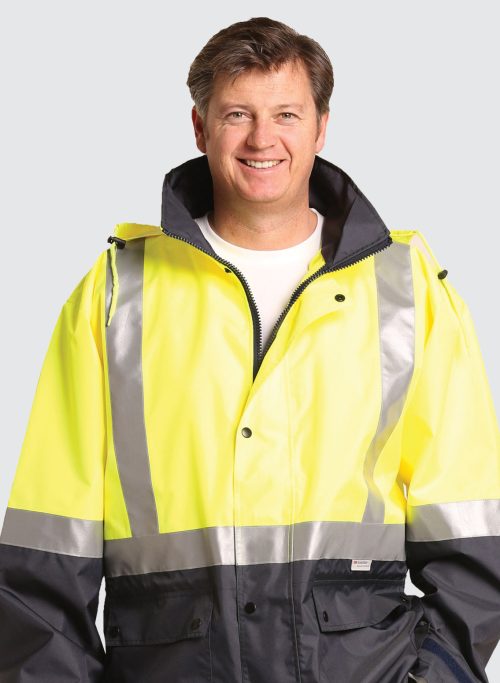 SW28A HI-VIS TWO TONE RAIN PROOF JACKET WITH QUILT LINING