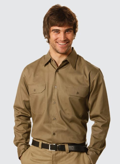 WT04 Cotton Drill Long Sleeve Work Shirt