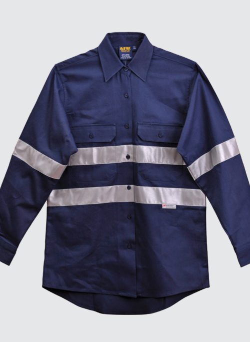 WT08HV WOMEN'S COTTON DRILL WORK SHIRT WITH 3M TAPES