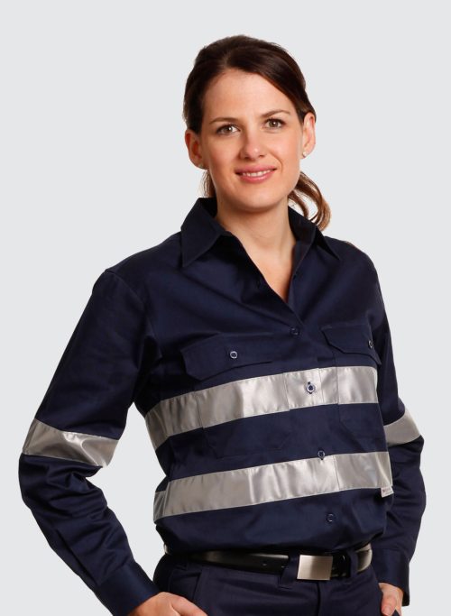 WT08HV WOMEN'S COTTON DRILL WORK SHIRT WITH 3M TAPES